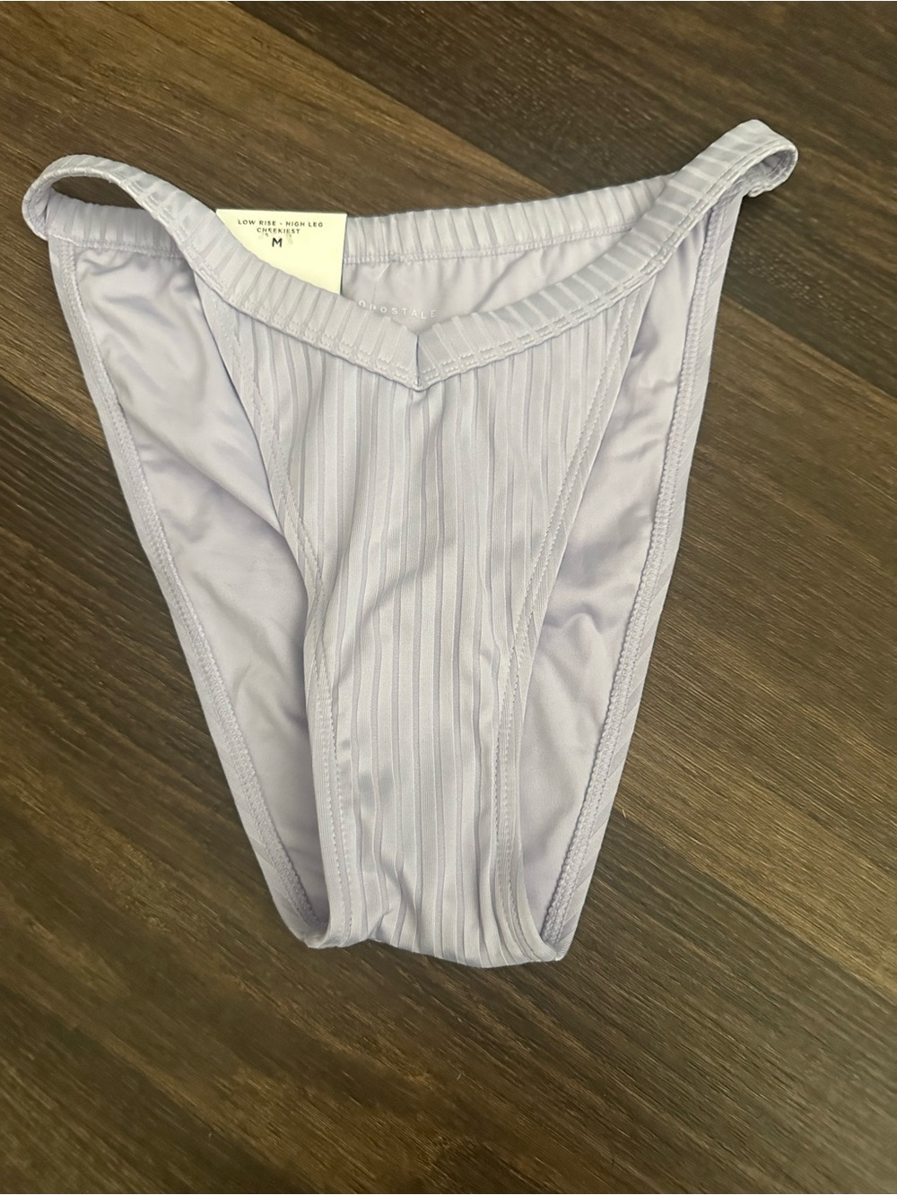 Aeropostale Lavender Ribbed High-Cut Bikini Bottom
